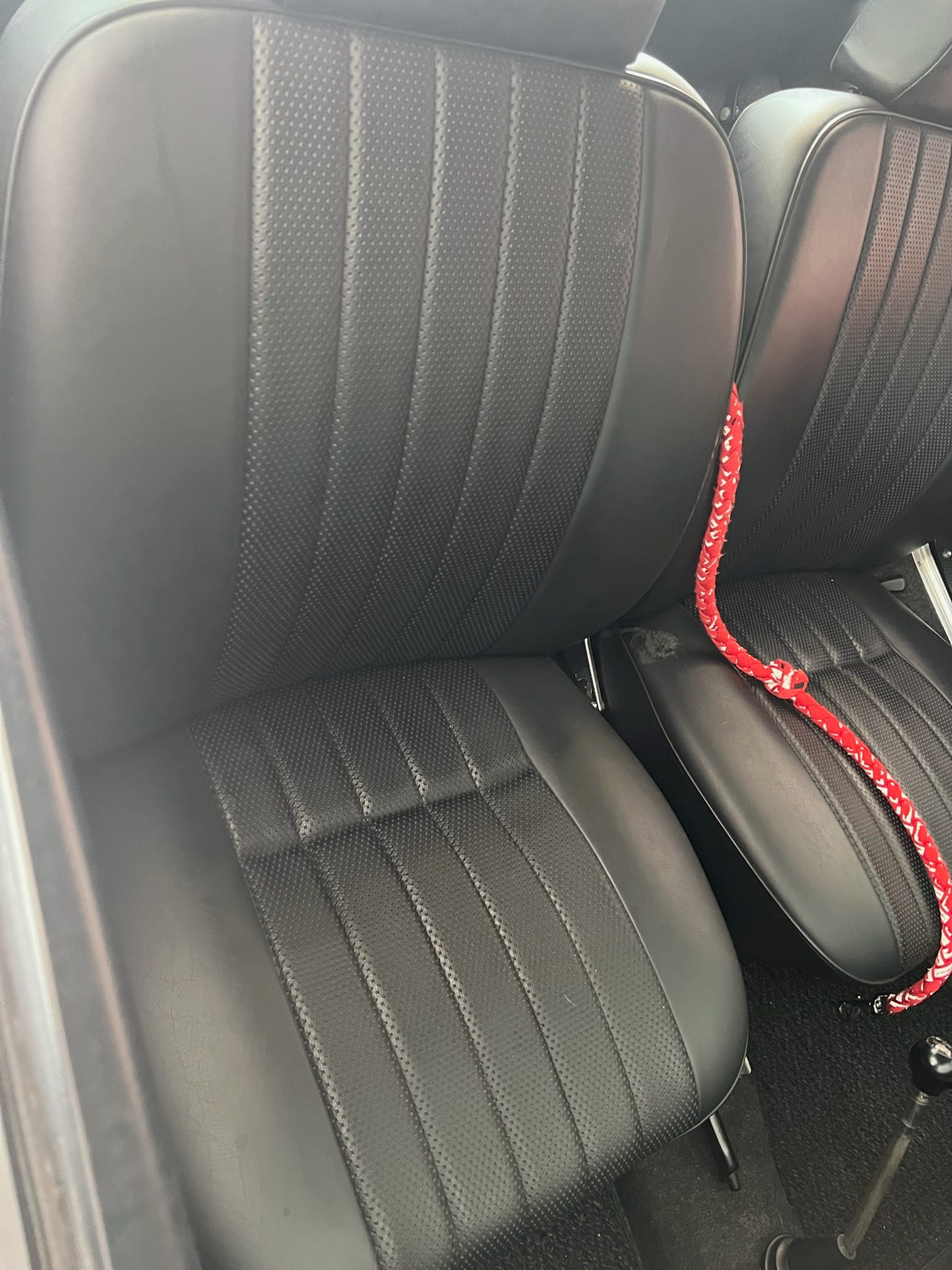 Detail of reupholstered automotive interior