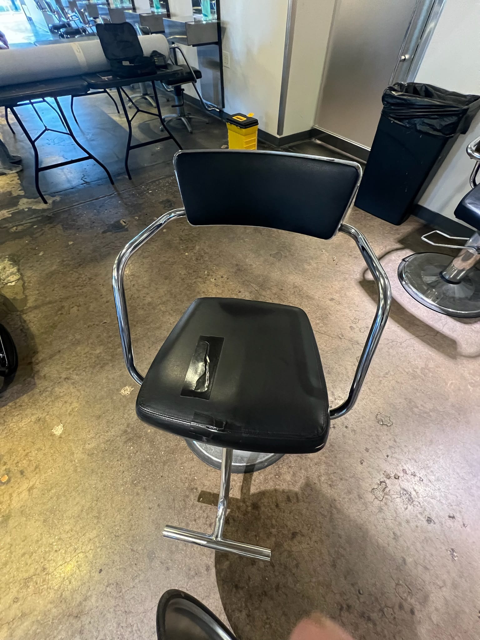 Automotive seat from the front, reupholstered