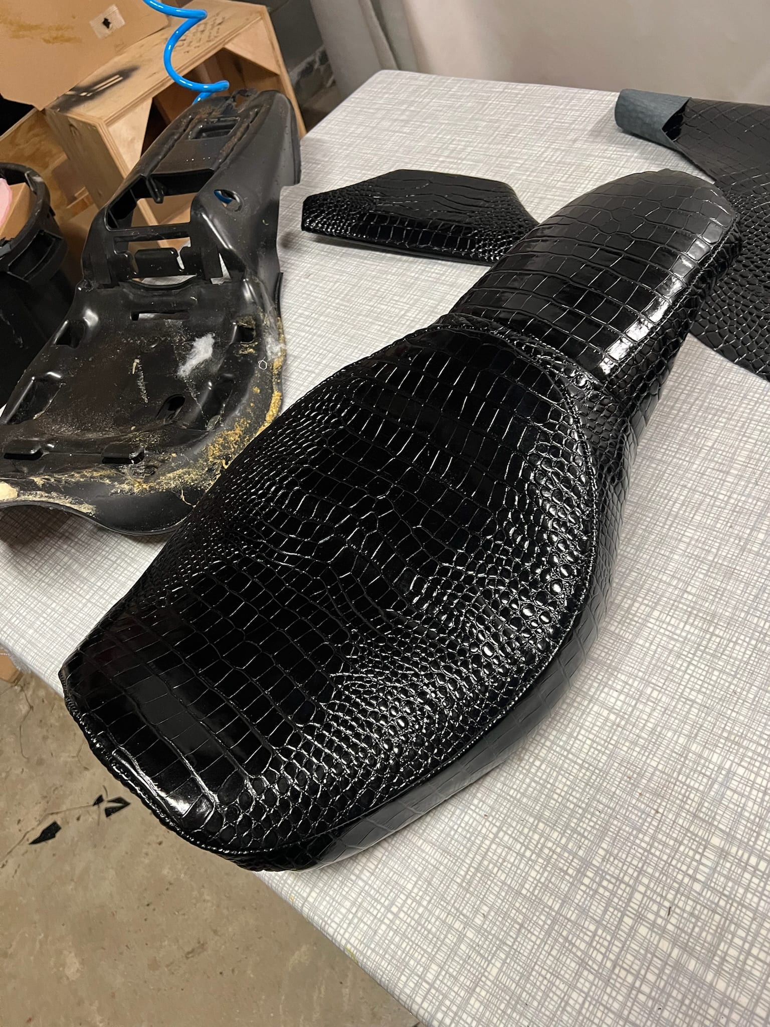 Finished jet ski seat with new vinyl