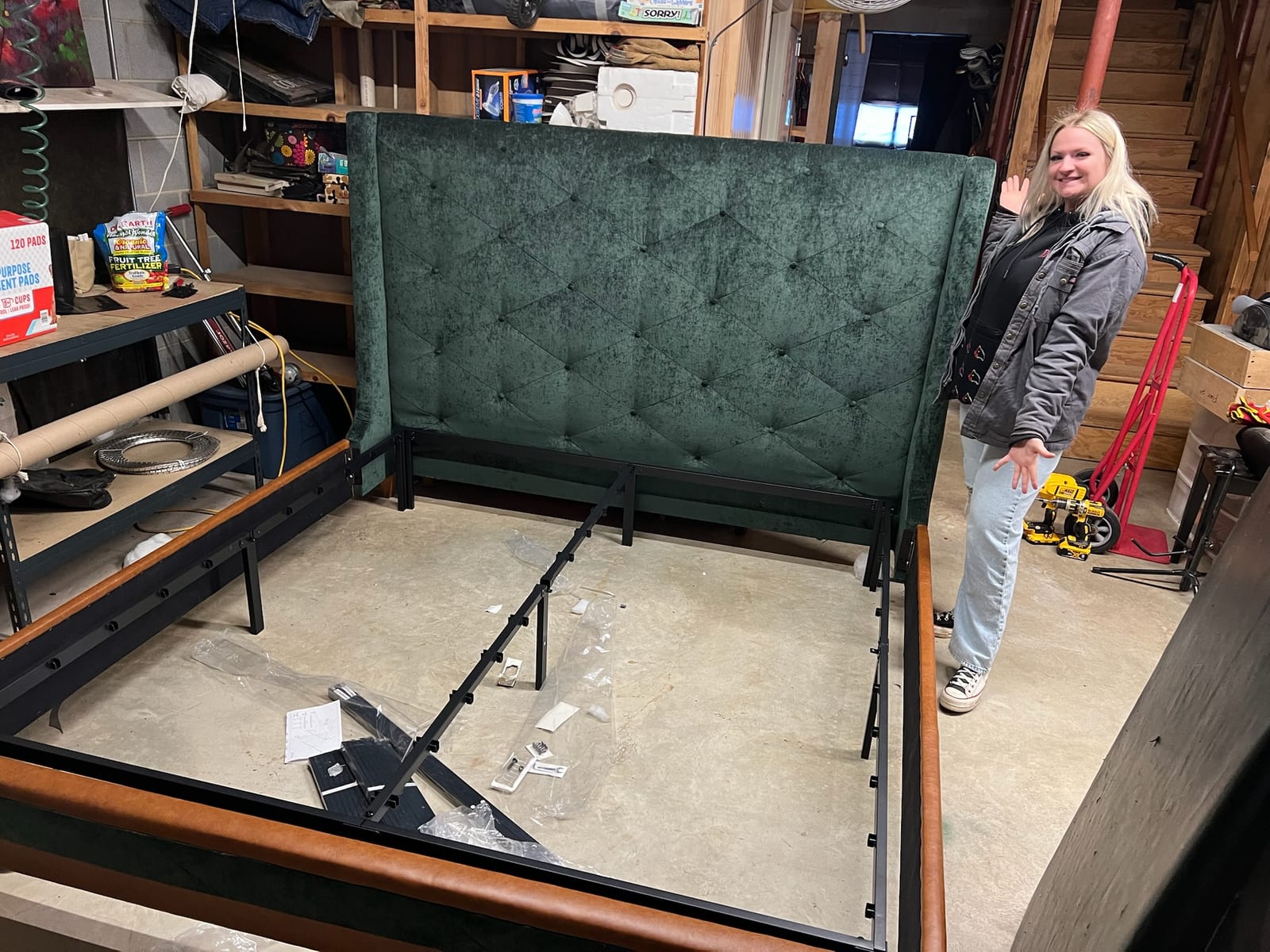Custom tufted upholstered headboard